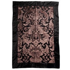 Velour Throw in Black with Copper Satin Appliqué by Zuber