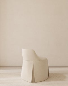 Dressing Room Chair with Pleated Skirt - Upholstered in Cream Linen
