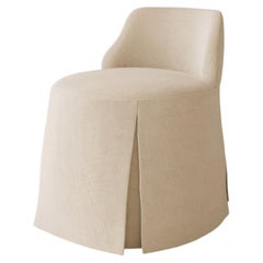 Dressing Room Chair with Pleated Skirt - Upholstered in Cream Linen