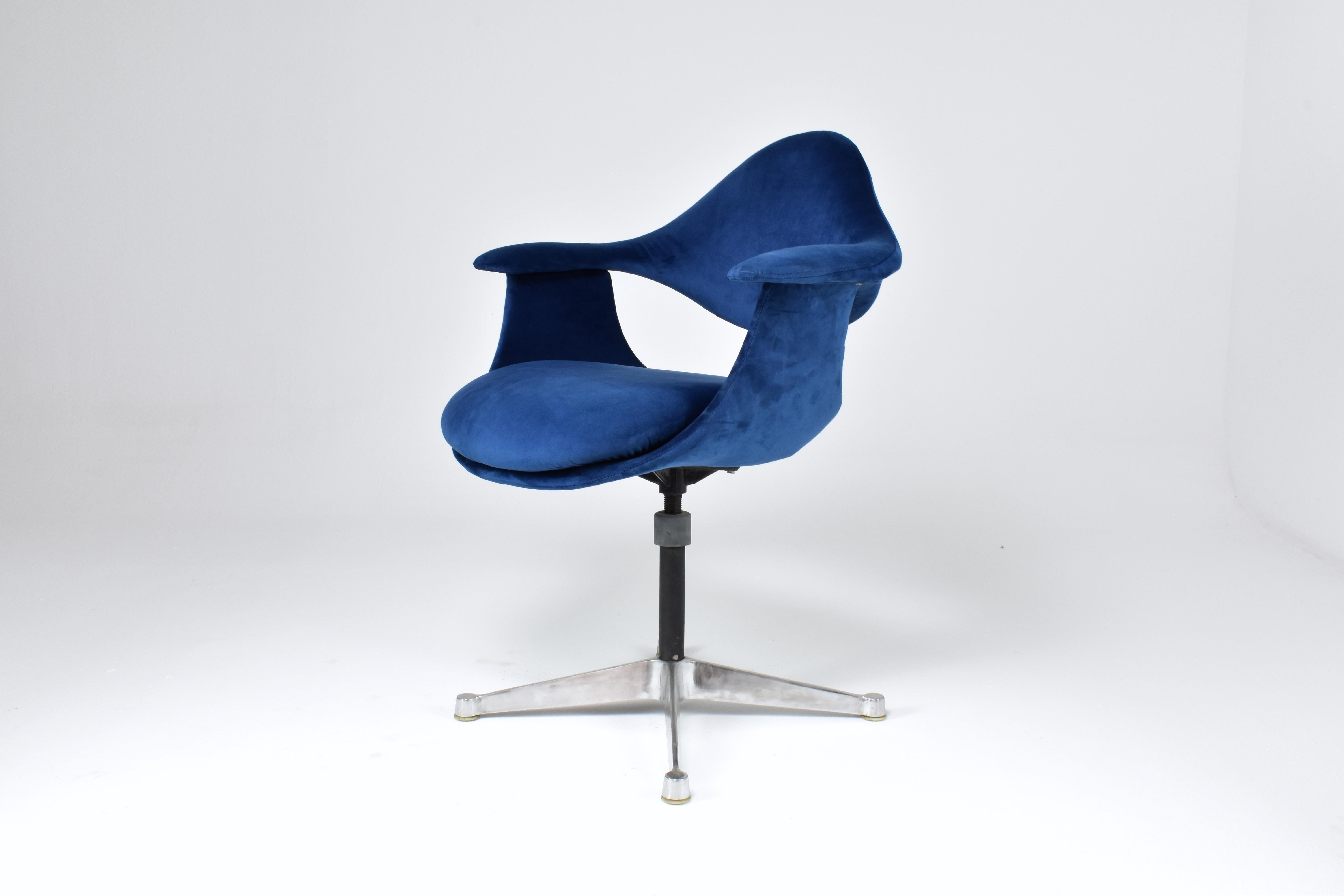 Mid-Century Modern Velvet and Aluminum Armchair By George Nelson, USA, 1964s