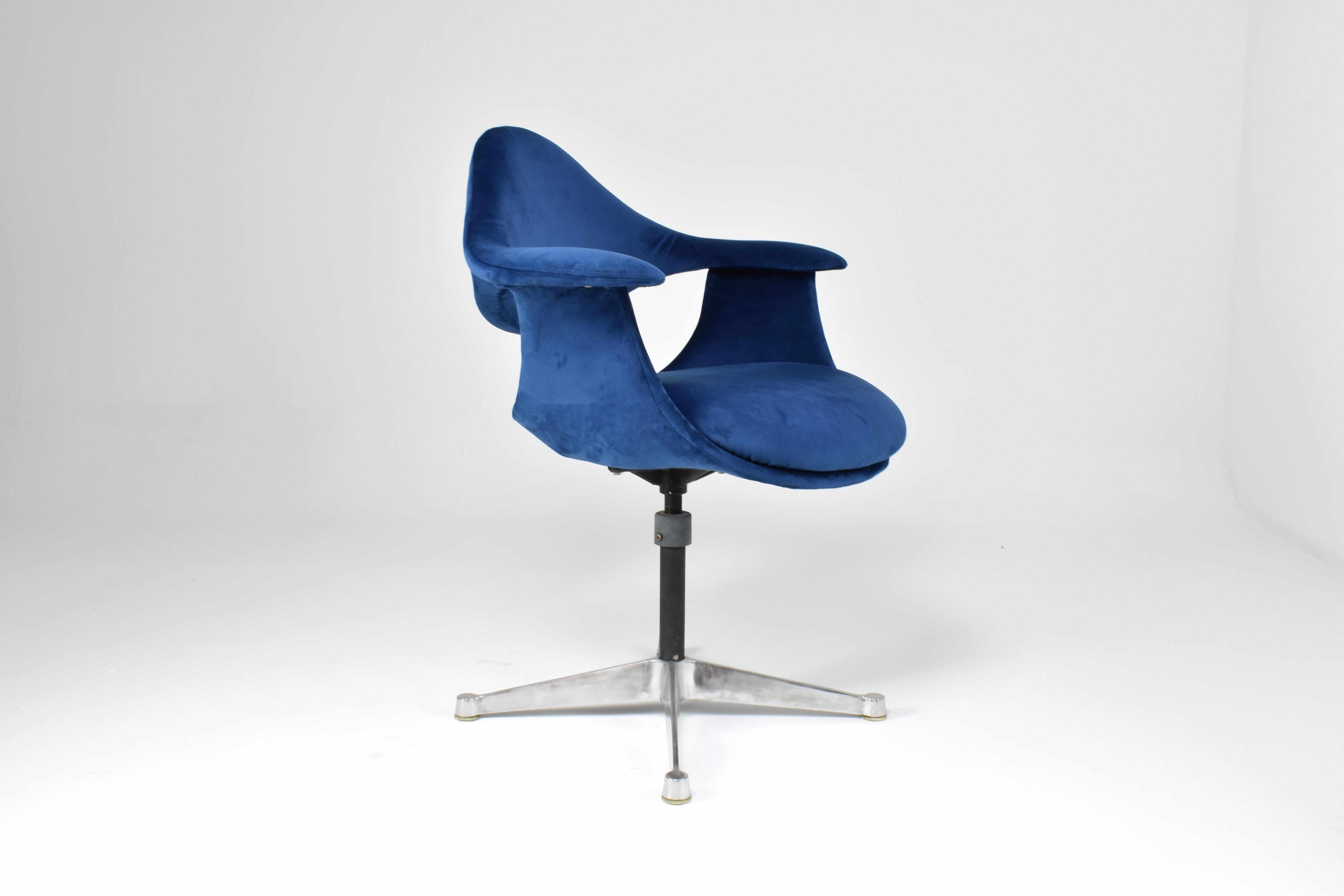 American Velvet and Aluminum Armchair By George Nelson, USA, 1964s