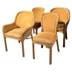 Velvet and Bamboo Dining Chairs by Karl Rausch for Baker