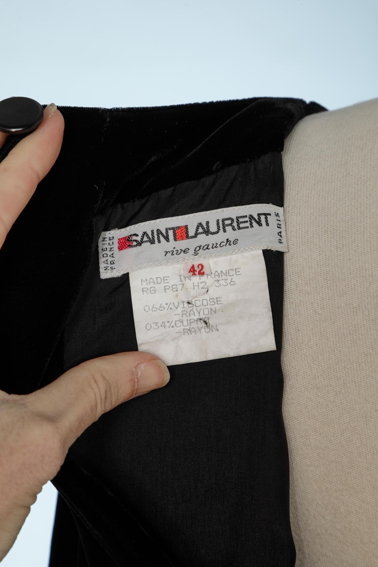 Velvet and lace black evening dress Yves Saint Laurent Rive Gauche  For Sale 3