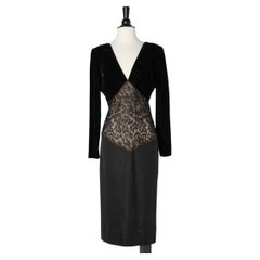 Vintage Velvet and lace black evening dress Yves Saint Laurent Rive Gauche 