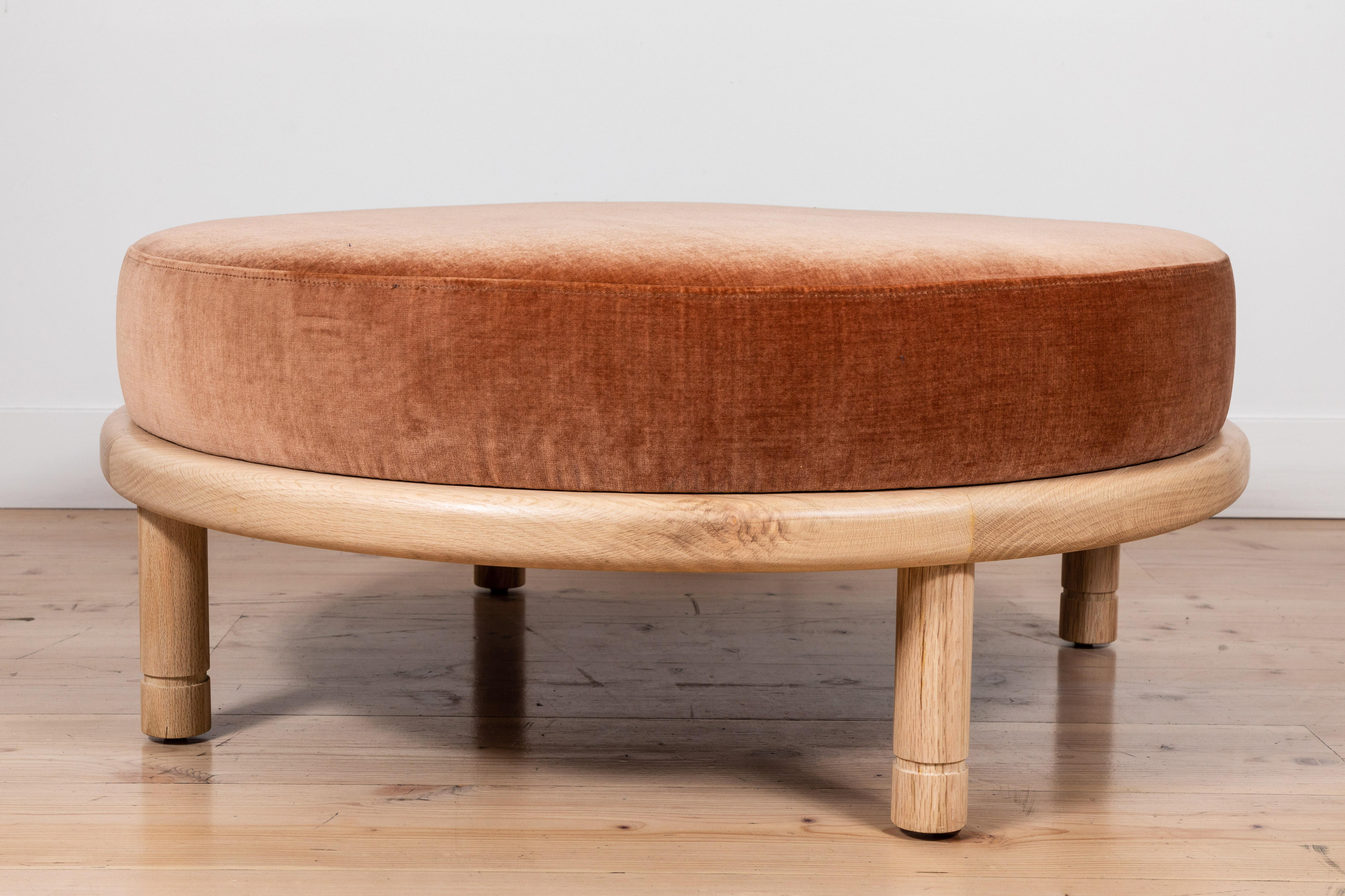 Velvet and Natural Oak Moreno Ottoman by Lawson-Fenning 1