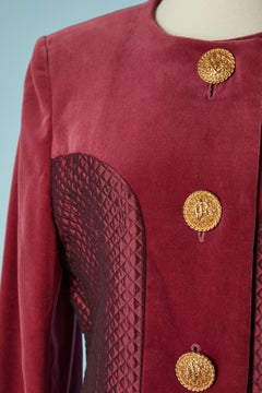 Velvet and padded silk burgundy evening skirt-suit Jacques Fath Circa 1980's