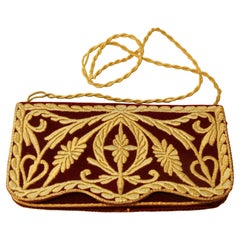 Red Velvet Embroidered 1960s Clutch Fez Morocco