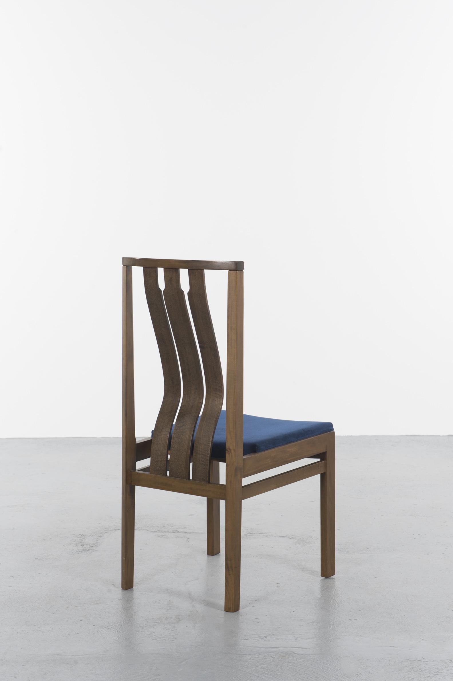 Velvet and Walnut Dining Chairs, 1960s, Danish Design 2