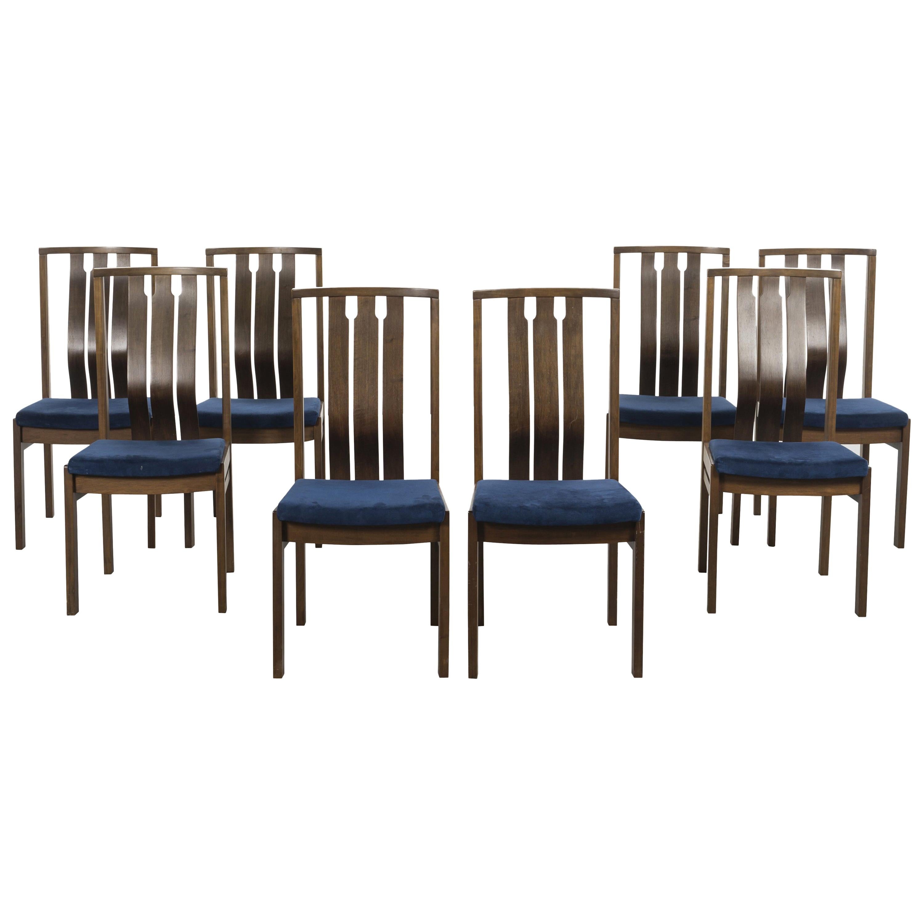 Velvet and Walnut Dining Chairs, 1960s, Danish Design