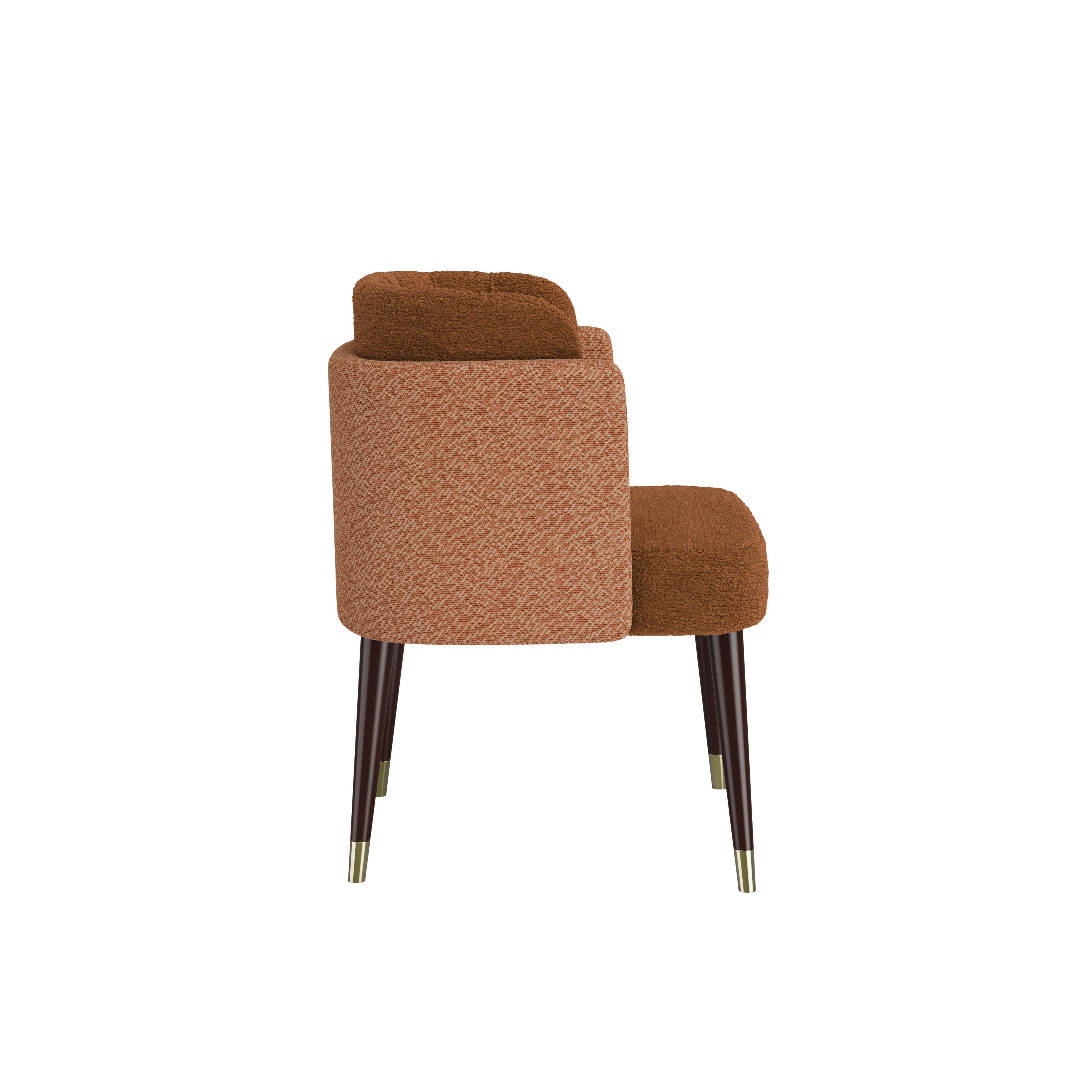 Velvet Anita Dining Chair Walnut Wood Brass Handmade in Portugal by Ottiu In New Condition For Sale In RIO TINTO, PT