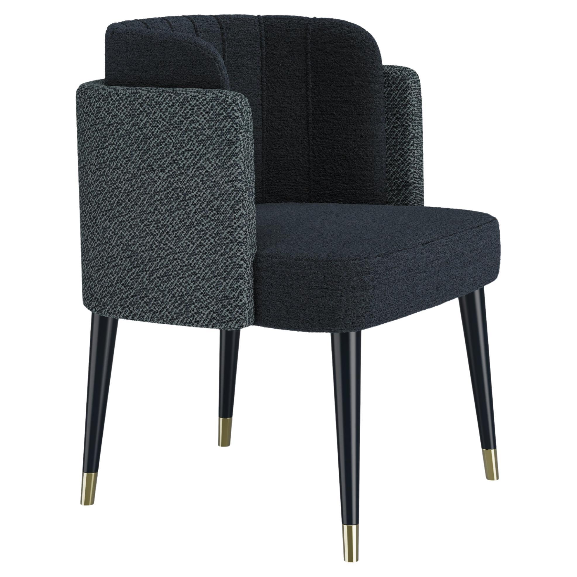 Velvet Anita Dining Chair Walnut Wood Brass Handmade in Portugal by Ottiu For Sale