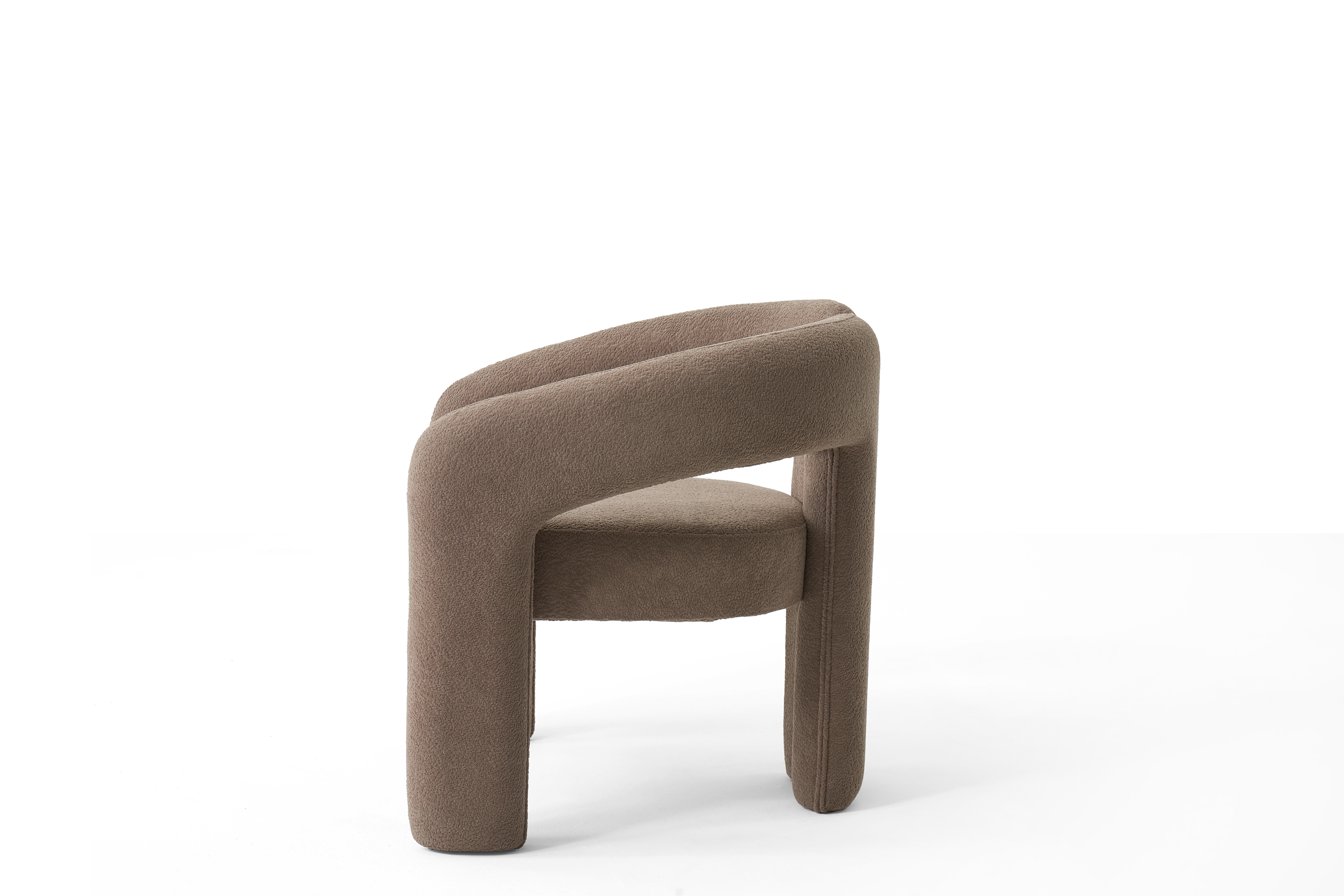 Organic Modern Velvet Armchair, Grey Armchair, Custom Fabric Armchair For Sale