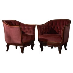 Velvet Armchair Pair by Lajos Kozma, 1925