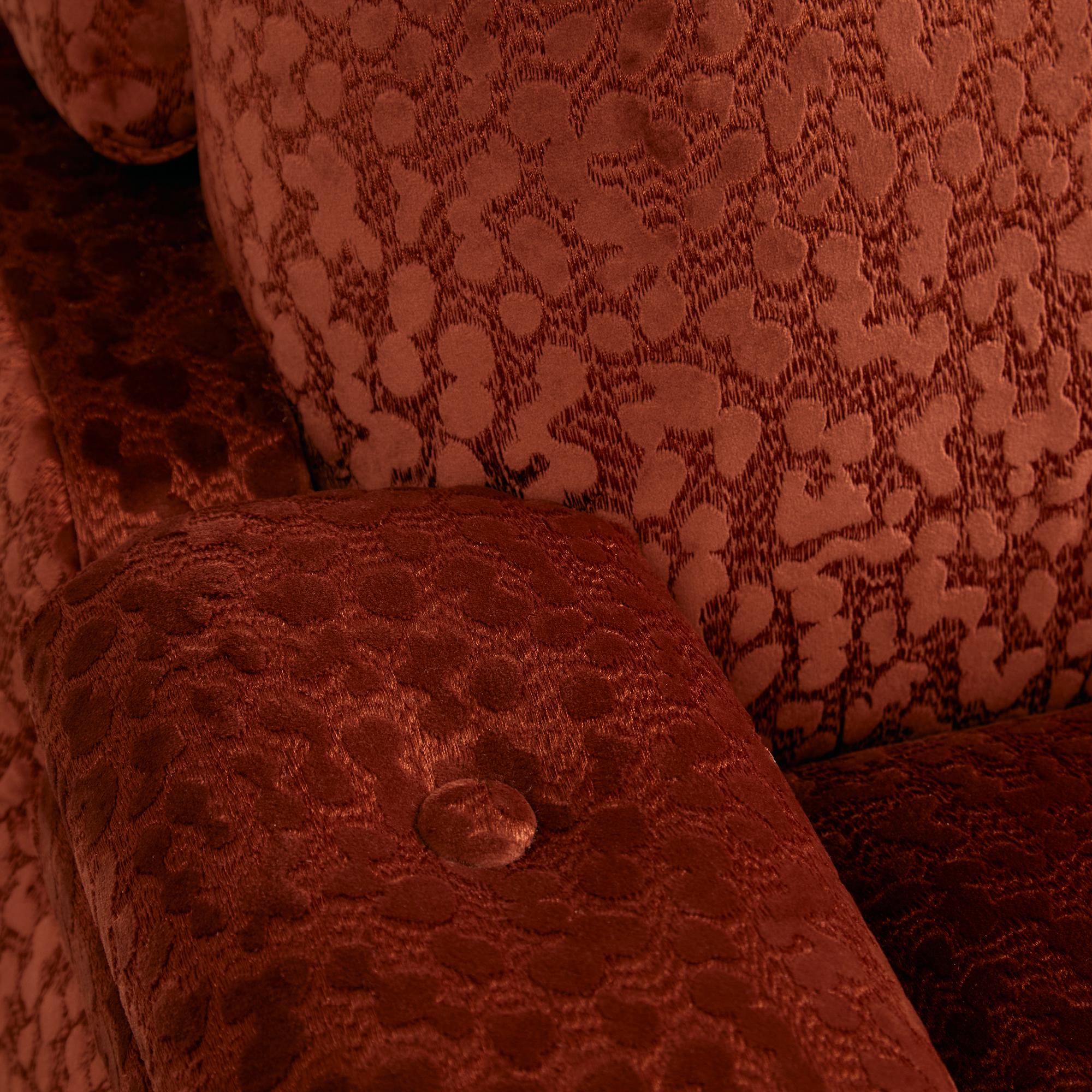 Velvet Armchair with Rounded Wooden Legs, 1970s 5