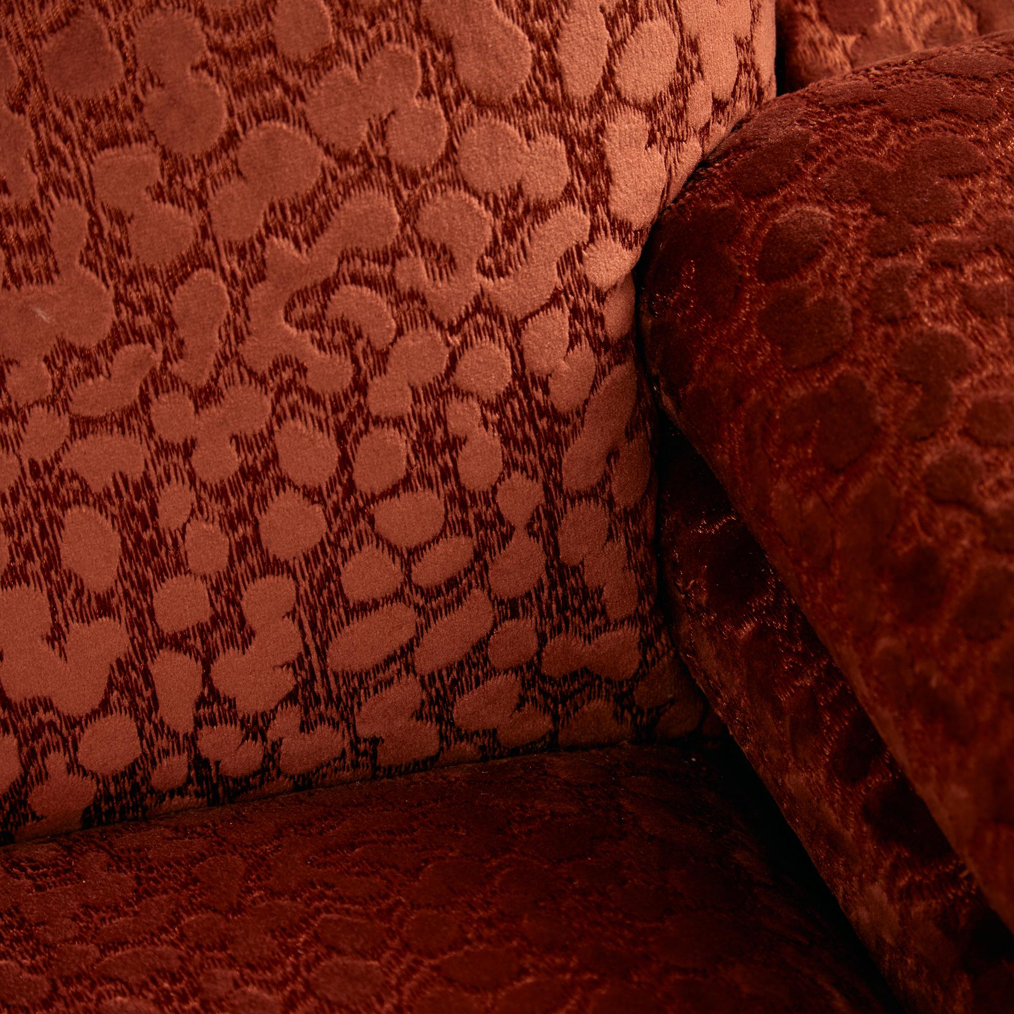 Velvet Armchair with Rounded Wooden Legs, 1970s 7