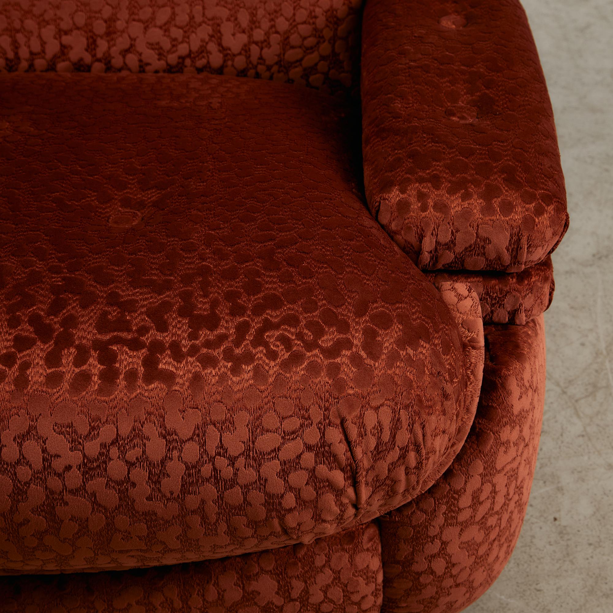 Velvet Armchair with Rounded Wooden Legs, 1970s 9