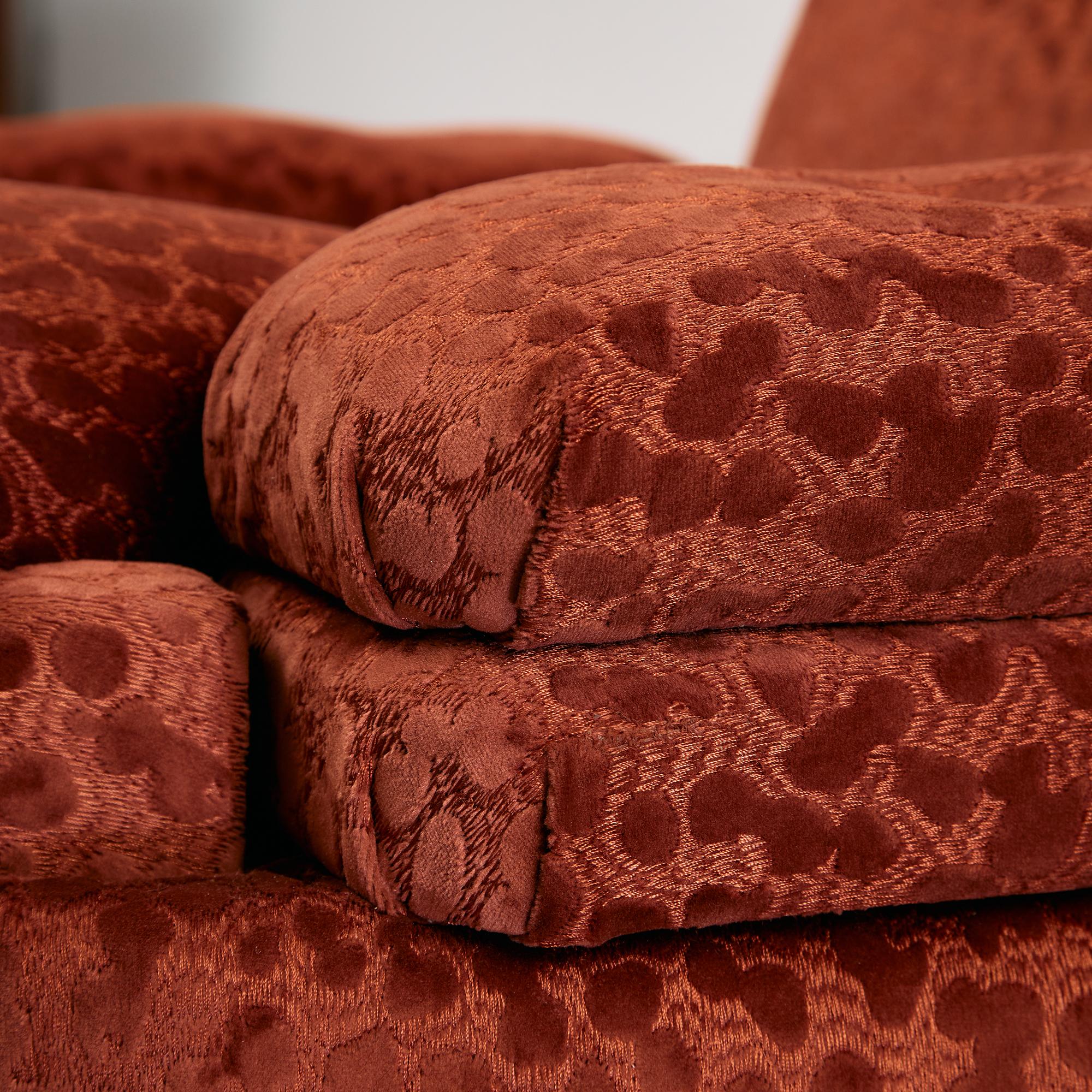Velvet Armchair with Rounded Wooden Legs, 1970s 10