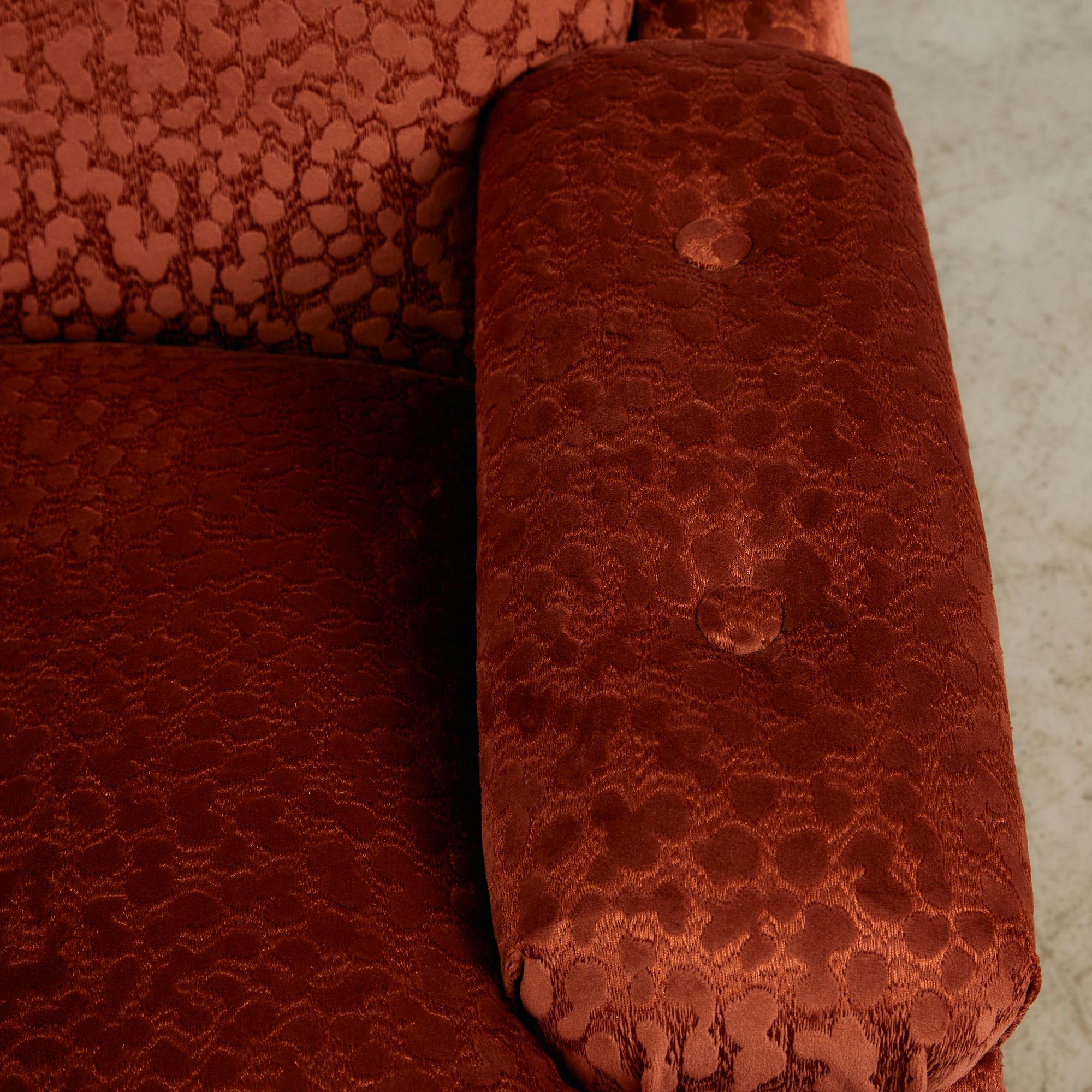 Velvet Armchair with Rounded Wooden Legs, 1970s 12