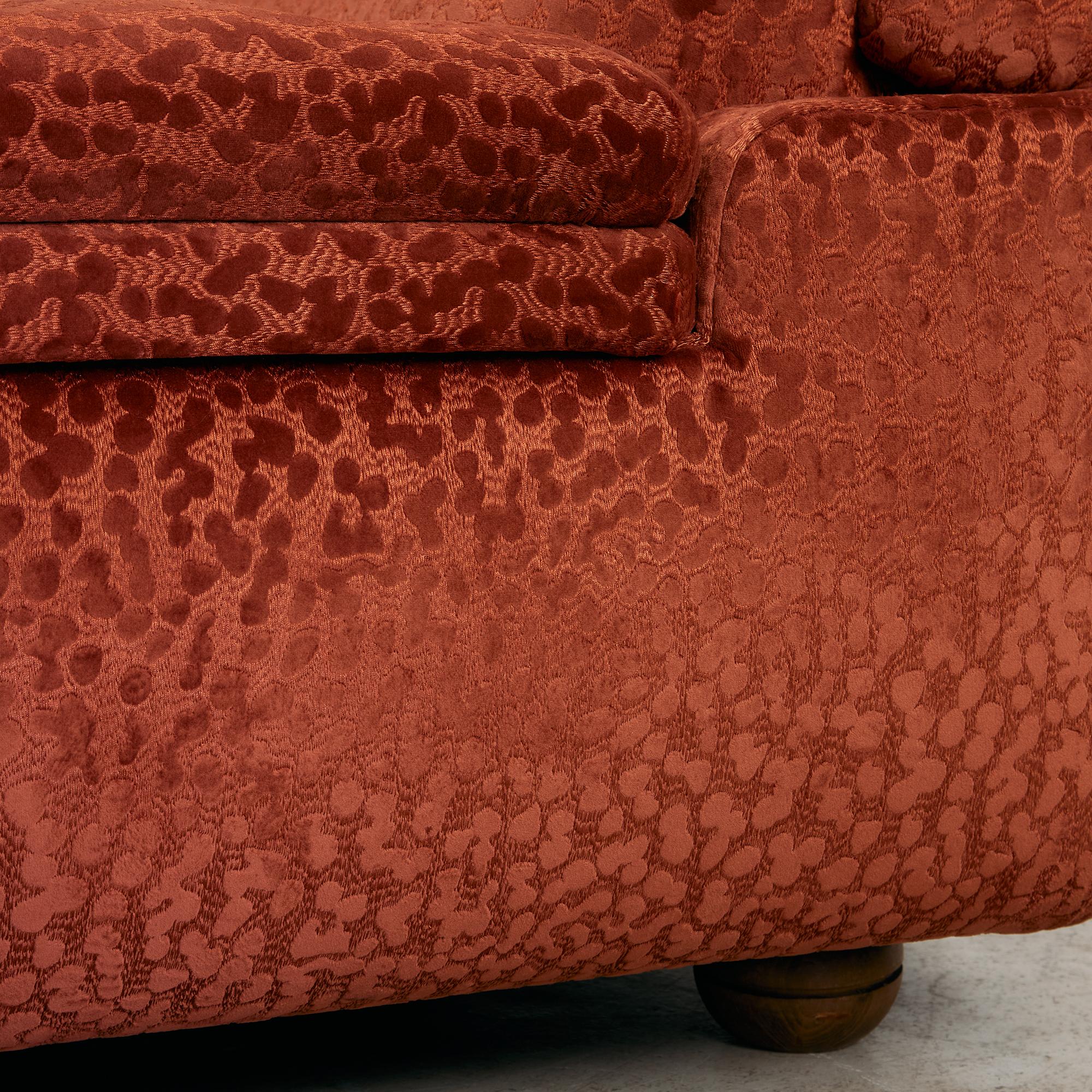 Velvet Armchair with Rounded Wooden Legs, 1970s 14