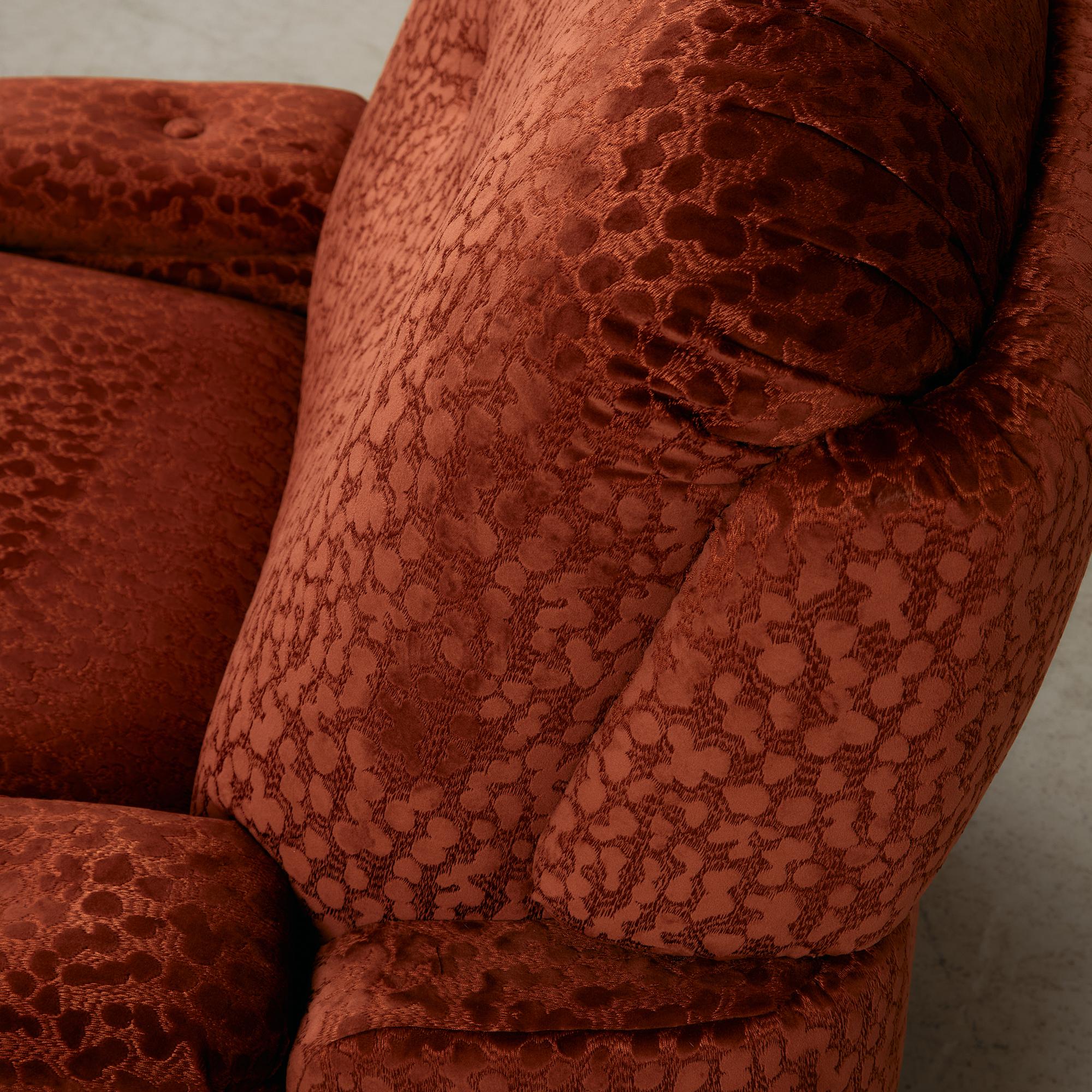 Velvet Armchair with Rounded Wooden Legs, 1970s 1