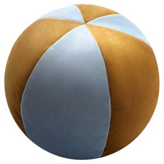 Velvet Ball Cushion Orange And Light Blue