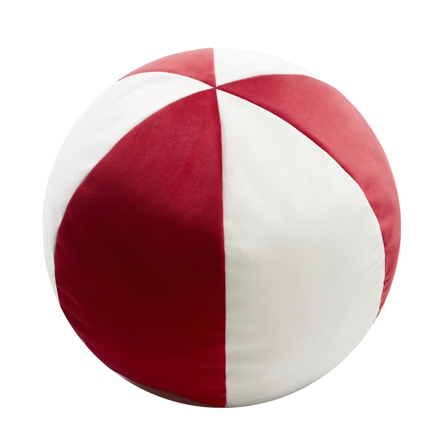 Velvet Ball Cushion Pink And Green For Sale 1
