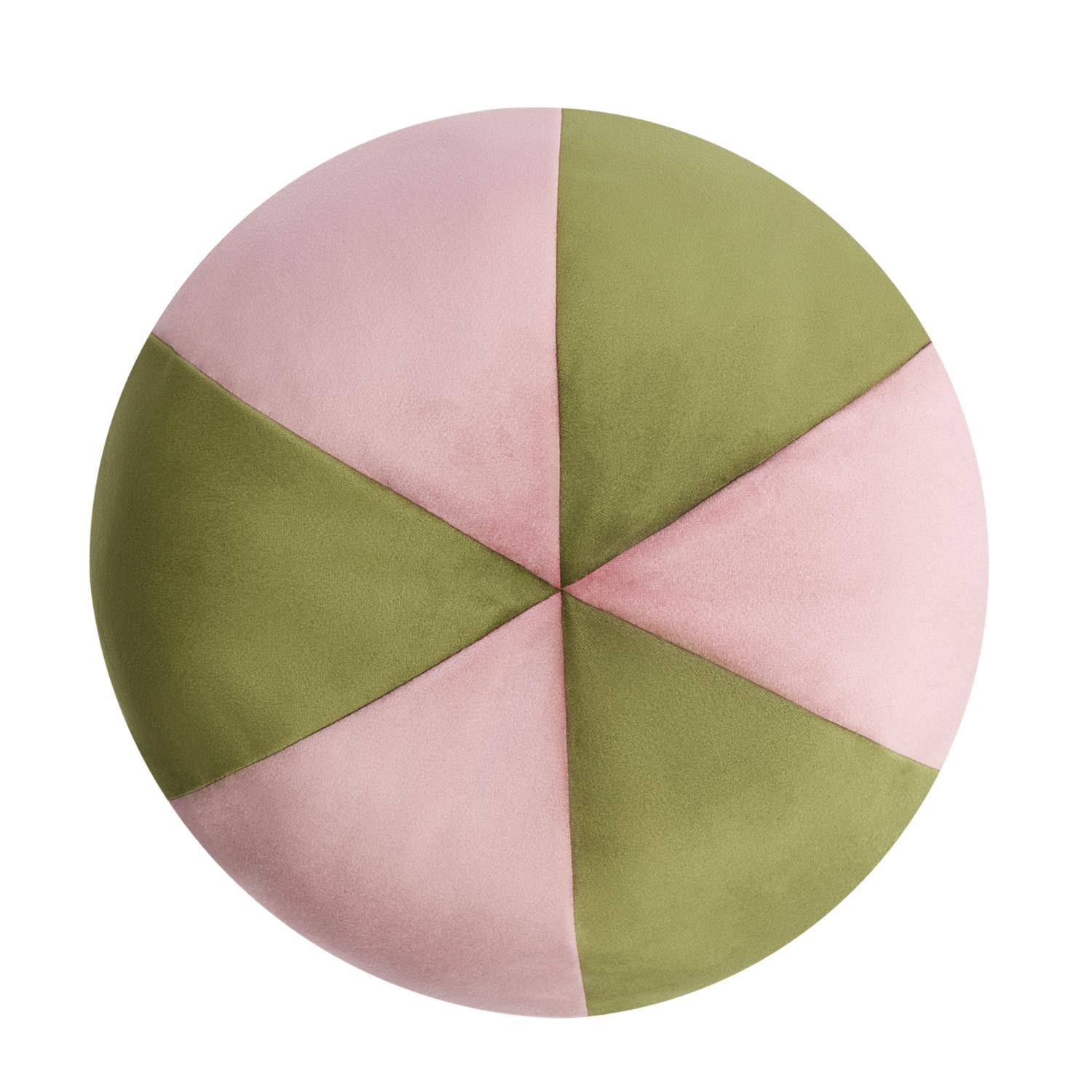 Velvet Ball Cushion Red And White For Sale 2