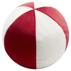 Velvet Ball Cushion Red And White