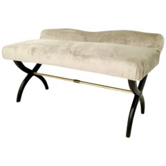 Velvet Bench Ascribable to Paolo Buffa, Italy, 1940s-1950s