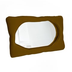 Modern Biomorphic Upholstered Velvet Full-Length Mirror in Brass by Brandi Howe