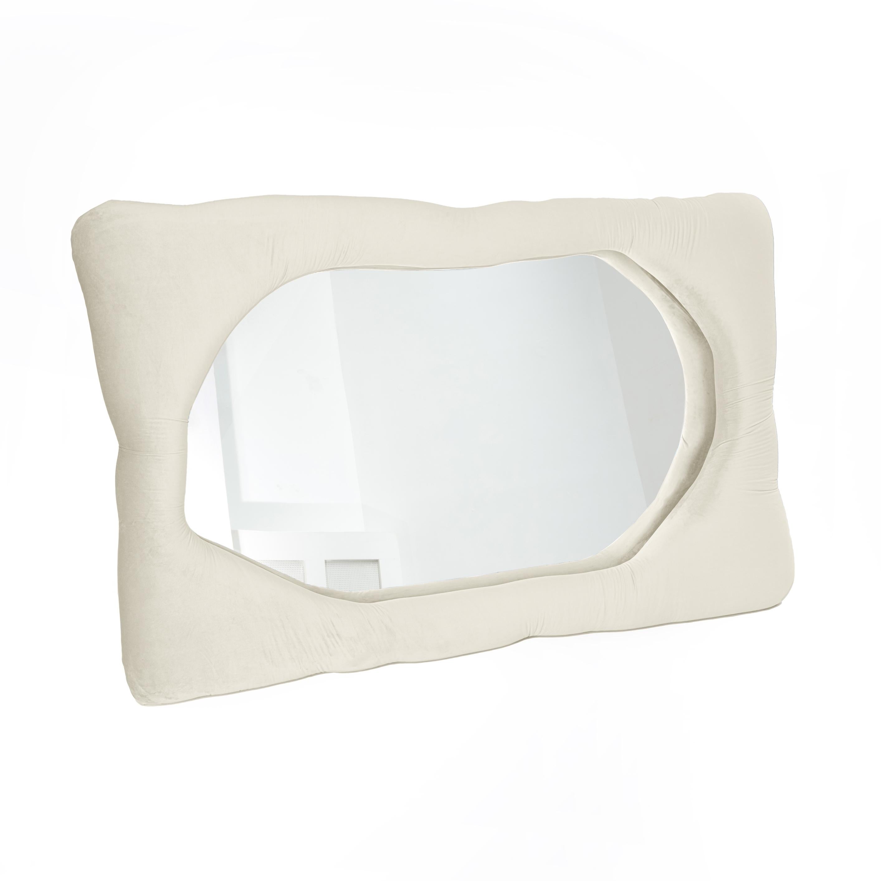 Biomorphic Mirror by Brandi Howe

Velvet fabric, glass, wood

Pictured: 68 x 45 x 5 in.

This mirror is fully customizable in multiple color, fabric and sizing options.

Other size available: 60 x 15 x 5 in.

Lead time for this item is 7-8 weeks.