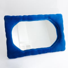 Biomorphic Upholstered Velvet Full-Length Mirror in Cobalt Blue by Brandi Howe