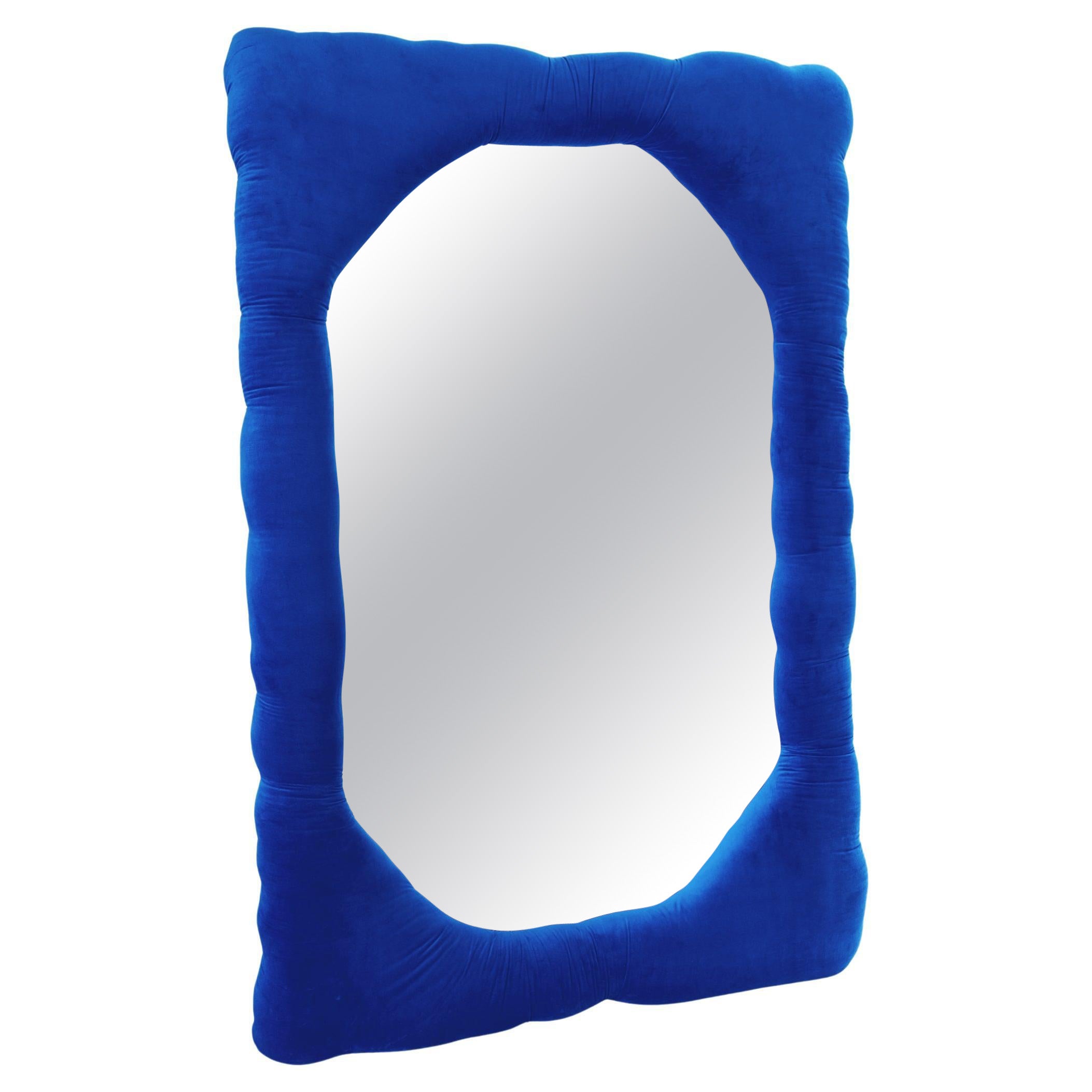 Velvet Biomorphic Mirror in Cobalt Blue by Brandi Howe, REP by Tuleste Factory For Sale