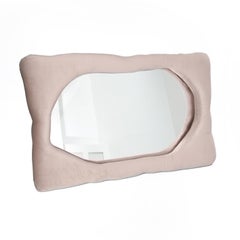 Biomorphic Upholstered Velvet Full-Length Mirror in Coral Pink by Brandi Howe