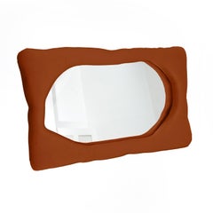 Modern Biomorphic Upholstered Velvet Full-Length Mirror in Russet by Brandi Howe