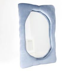 Biomorphic Upholstered Velvet Full-Length Mirror in Slate Blue by Brandi Howe