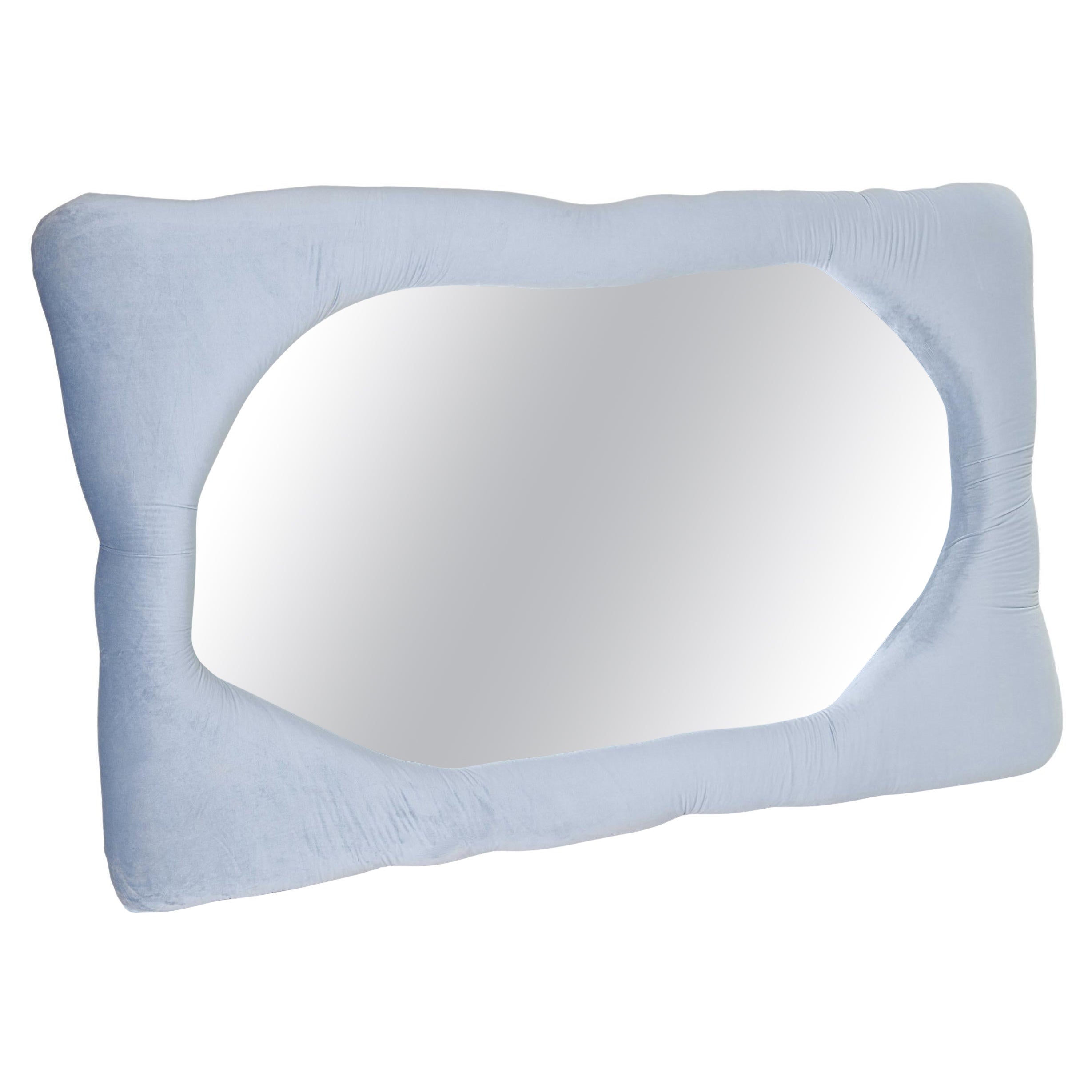 Velvet Biomorphic Mirror in Slate Blue by Brandi Howe, REP by Tuleste Factory For Sale