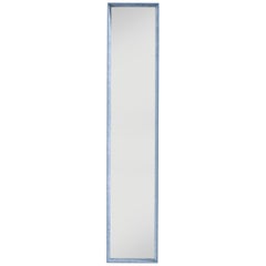 Velvet Blue Hall Textured Wall Mirror with Velvet Frame by Deknudt Mirrors