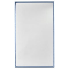 Velvet Blue Rectangle Textured Wall Mirror with Velvet Frame by Deknudt Mirrors