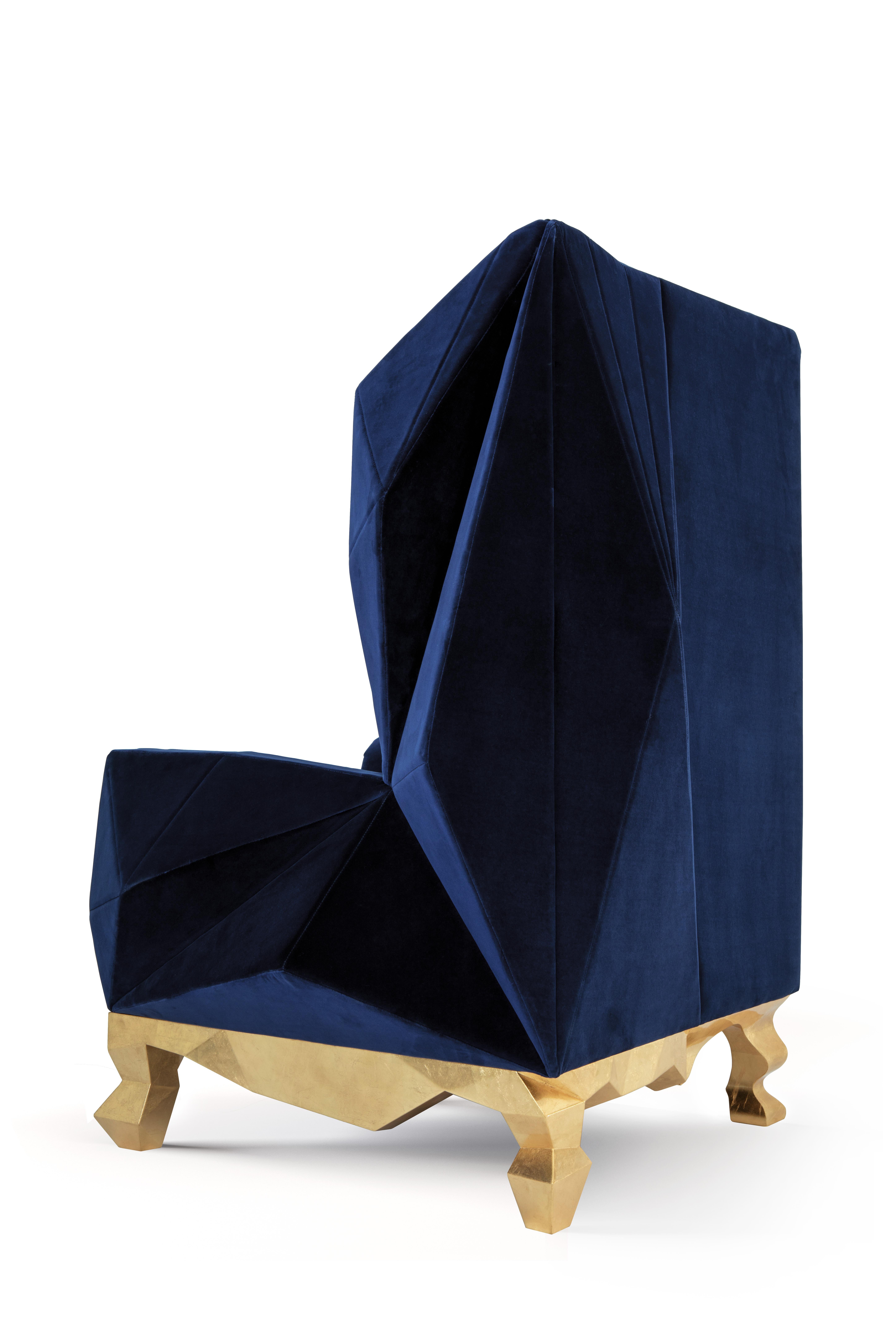 Velvet Blue Rockchair by Royal Stranger In New Condition For Sale In Geneve, CH