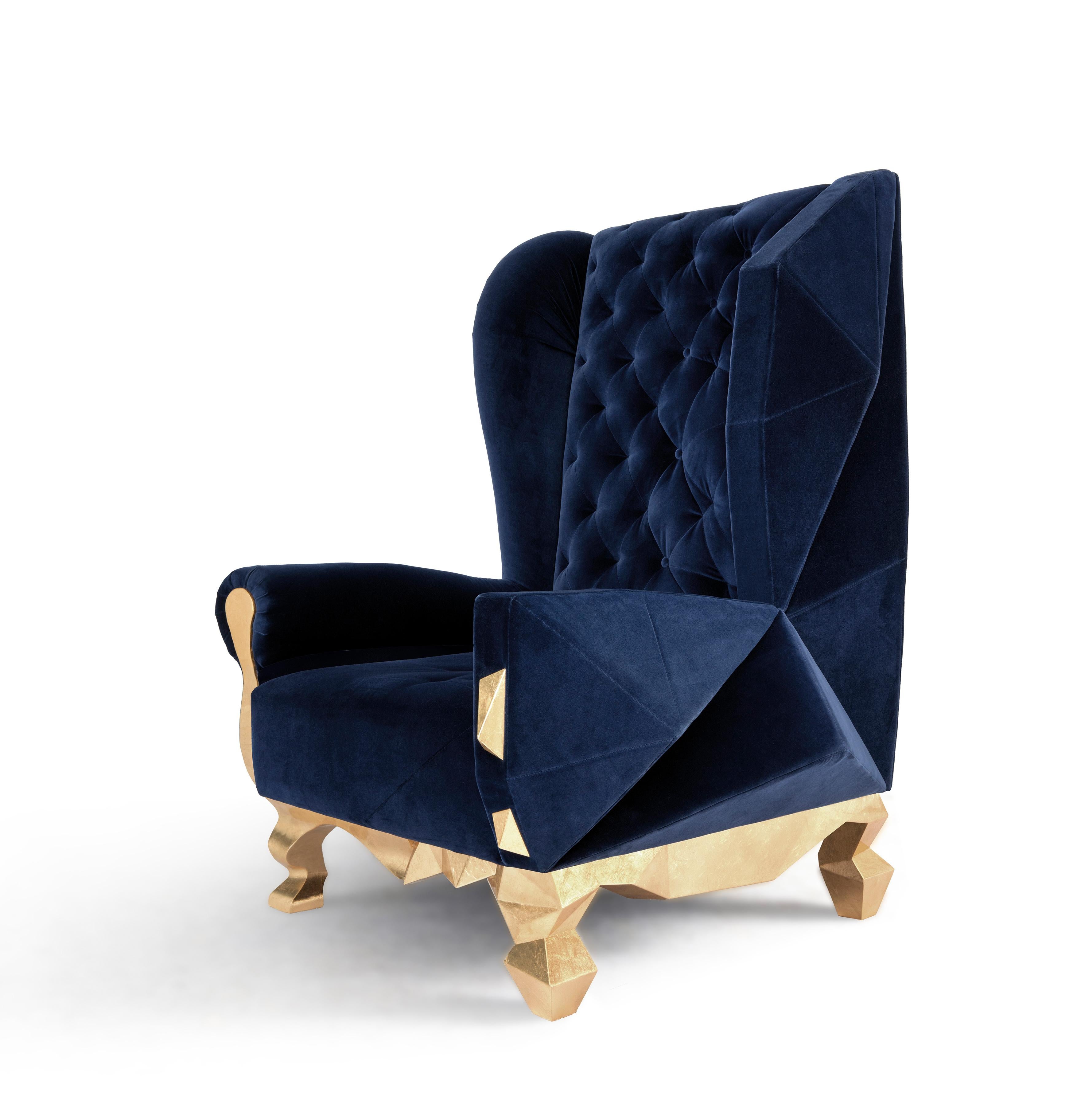 Blauer Samt-Sessel von Royal Stranger (21. Jahrhundert und zeitgenössisch) im Angebot