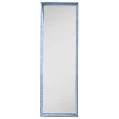 Velvet Blue Small Textured Wall Mirror with Velvet Frame by Deknudt Mirrors