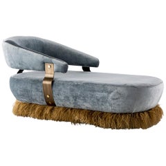 Vintage Velvet, Bronzed Steel, Brass and Ostrich Feather, Ostrich Fluff Daybed