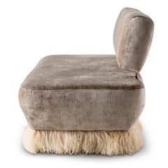 Velvet, Bronzed Steel, Brass and Ostrich Feather, Ostrich Fluff Sofa