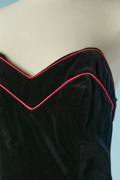Velvet bustier evening dress with piping and ruffles BARBOGLIO Cristina Jan