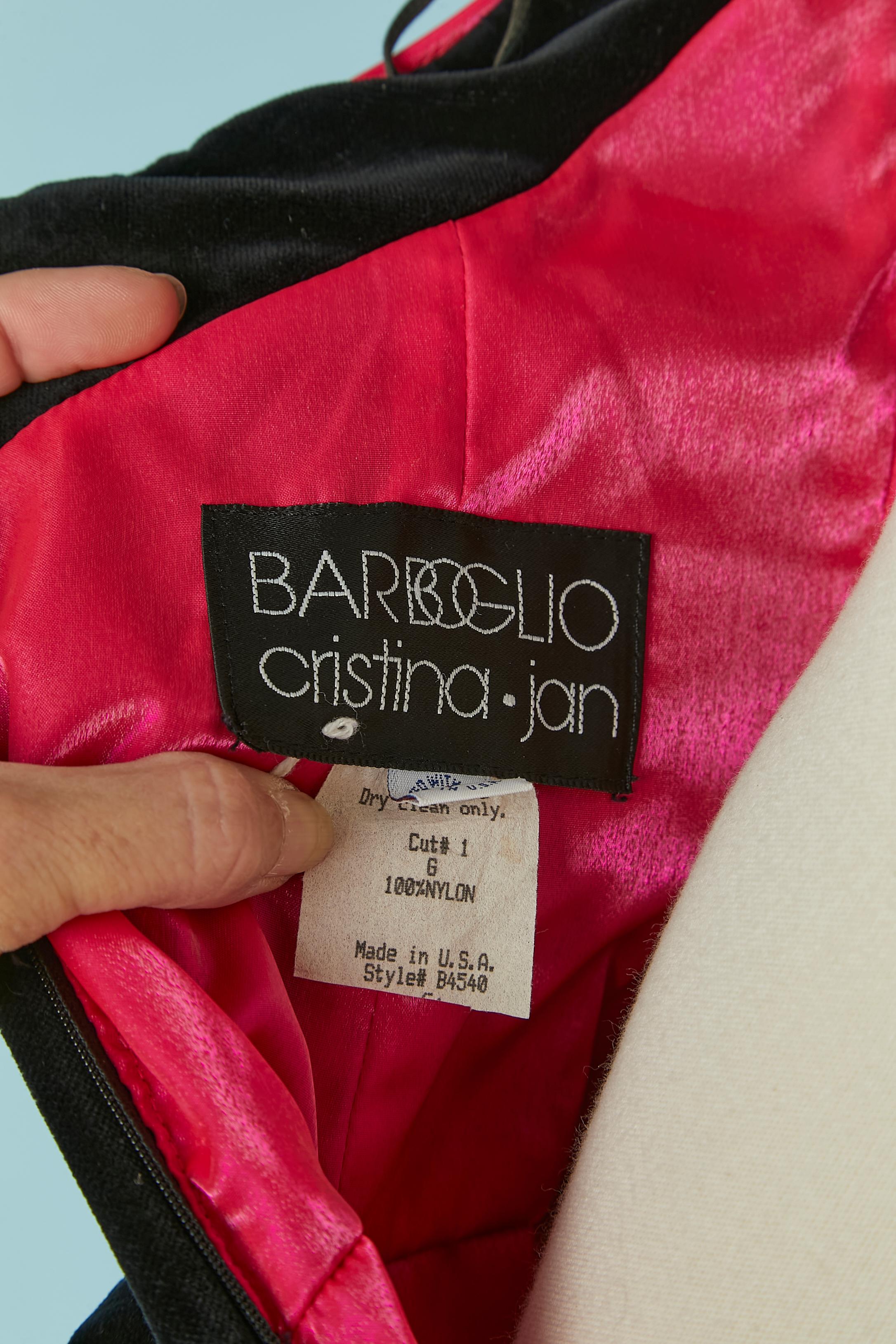 Vestido de noche bustier de terciopelo con ribetes y volantes BARBOGLIO Cristina Jan en venta 2