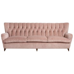 Velvet Buttonback Modern Sofa, Italy, circa 1950