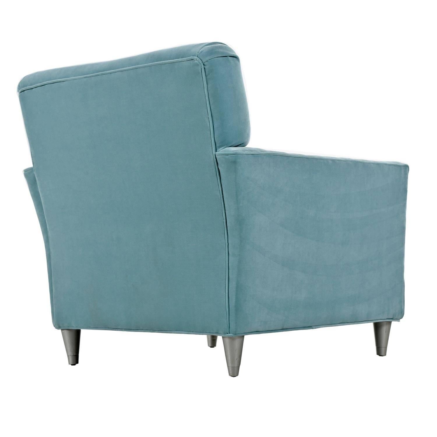 Mid-Century Modern Harvey Probber Style Restored Teal Velvet Tufted Club Chair