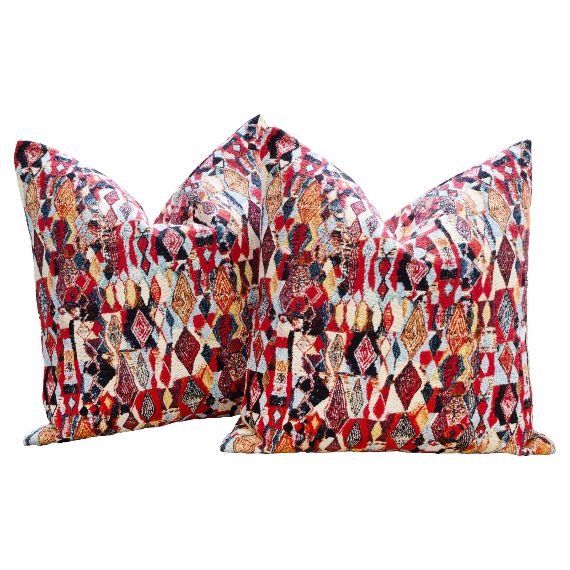 Velvet Collage Throw Pillows by Nicholas Wolfe For Sale