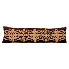 Velvet Couched Embroidery Body Pillow, Early 20yj C.